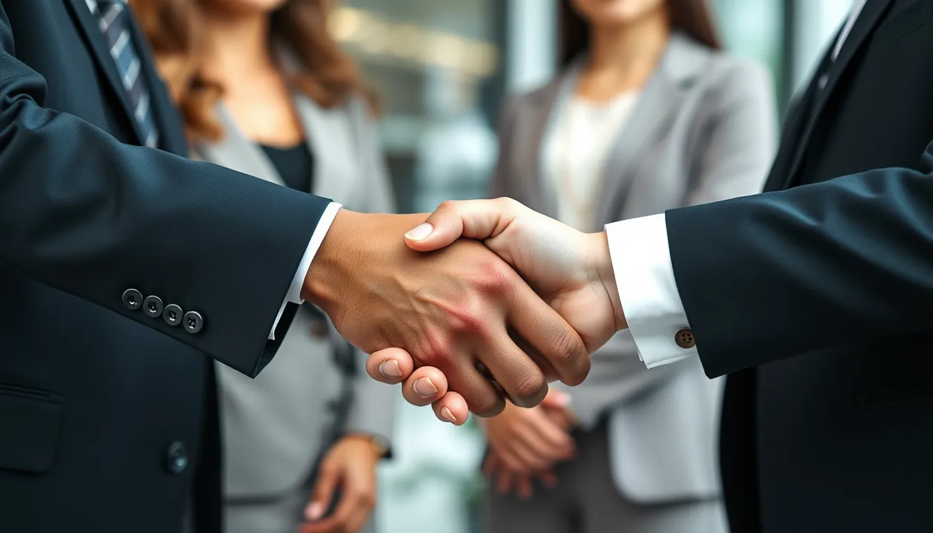 Close-up of handshake between business professionals